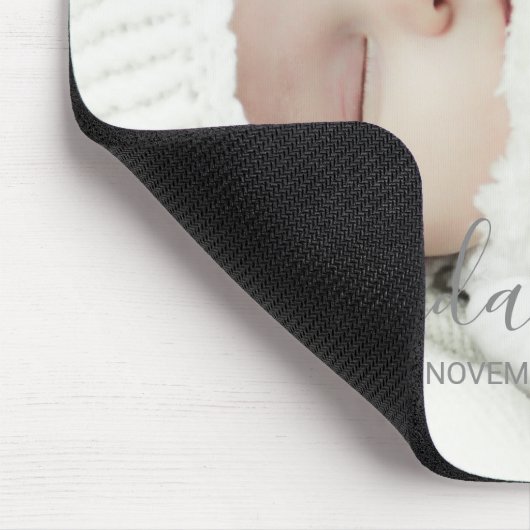 Aangepaste foto met aangepaste naam en tekst muismat (Hoek)