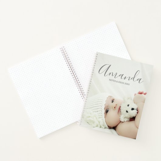 Aangepaste foto met aangepaste naam en tekst notitieboek (Binnen)