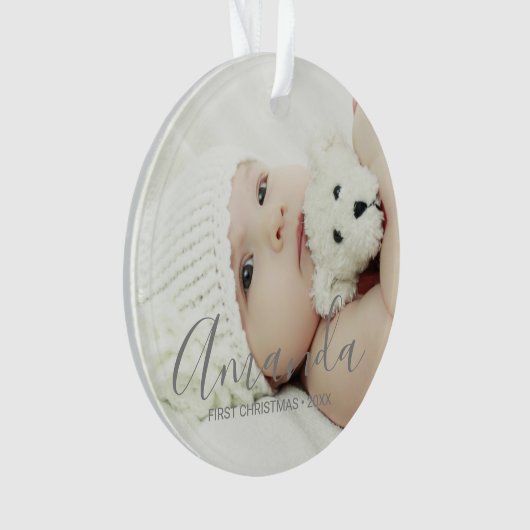 Aangepaste foto met aangepaste naam en tekst ornament (voorkant)