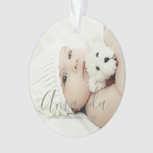 Aangepaste foto met aangepaste naam en tekst ornament (voorkant)