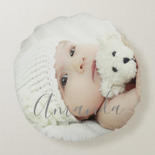 Aangepaste foto met aangepaste naam en tekst rond kussen (Achterkant)