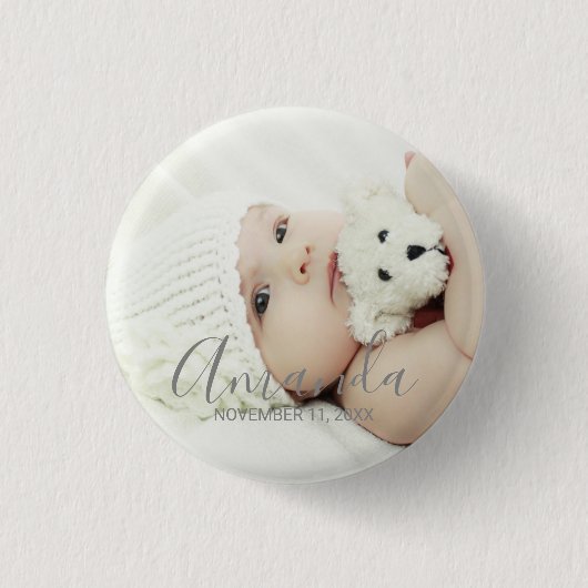 Aangepaste foto met aangepaste naam en tekst ronde button 3,2 cm (Voorkant)