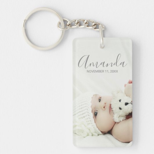 Aangepaste foto met aangepaste naam en tekst sleutelhanger (Voorkant)