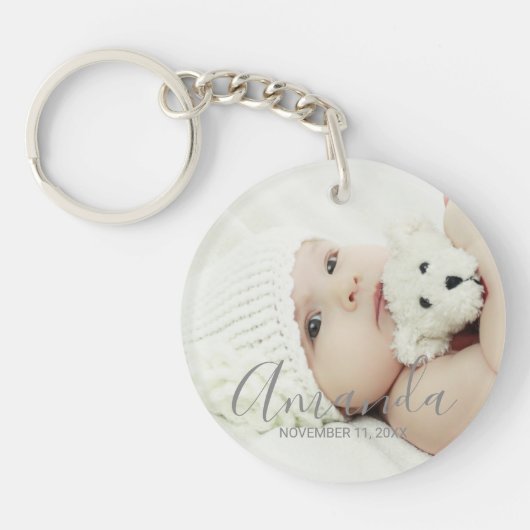 Aangepaste foto met aangepaste naam en tekst sleutelhanger (Voorkant)