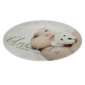 Aangepaste foto met aangepaste naam en tekst snijplank (Hoek)