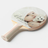 Aangepaste foto met aangepaste naam en tekst tafeltennisbatje (Voorkant Gekanteld)