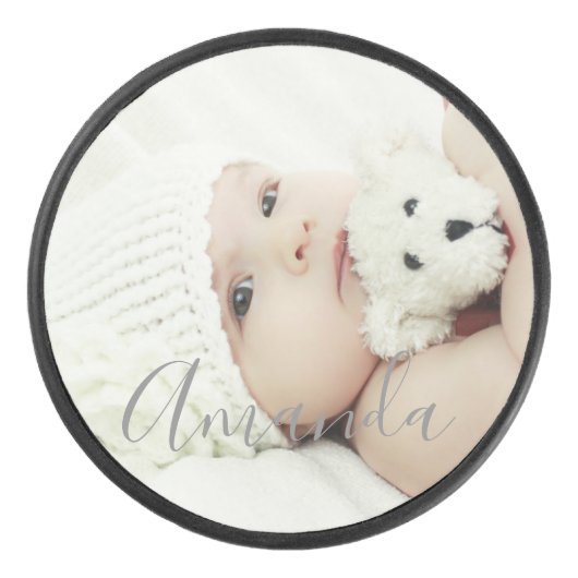 Aangepaste foto met aangepaste naam hockey puck (Voorkant)