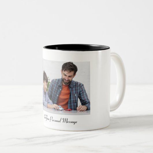 Aangepaste foto met aangepaste tekst tweekleurige koffiemok (Voorkant rechts)