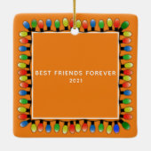 Aangepaste foto met achtertekst Sinaasappel partij Keramisch Ornament (Achterkant)