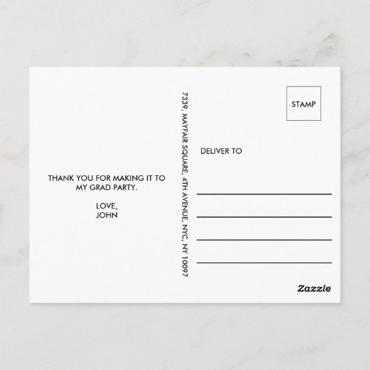 Aangepaste foto met briefje Afstuderen Bedankt Briefkaart (Achterkant)