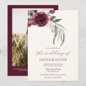 Aangepaste foto met bruine brij QR code bruiloft Kaart (Voorkant / Achterkant)