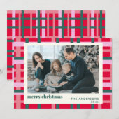 Aangepaste foto met de moderne kerstfoto Red Green Feestdagenkaart (Voorkant / Achterkant)
