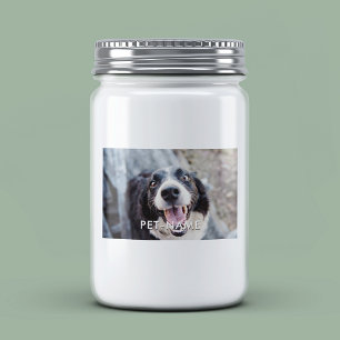 Aangepaste foto met de naam van uw huisdier hond o voedselcontainer etiket