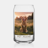 Aangepaste foto met de naam van uw huisdier op blikvorm glas (Voorkant)