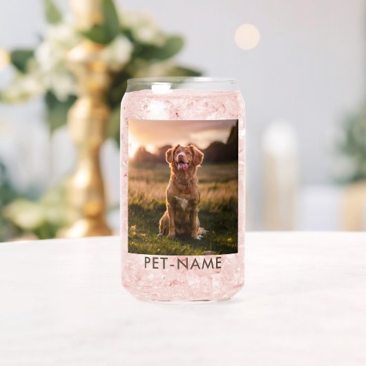 Aangepaste foto met de naam van uw huisdier op blikvorm glas (Insitu (Huwelijk))