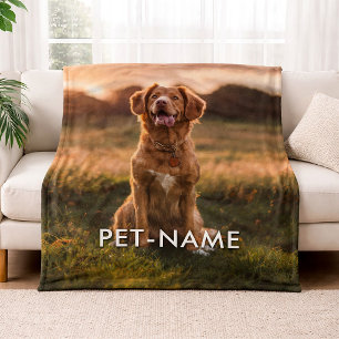 Aangepaste foto met de naam van uw huisdier op fleece deken