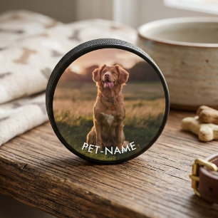 Aangepaste foto met de naam van uw huisdier op hockey puck