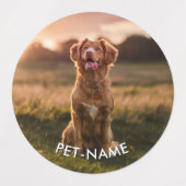 Aangepaste foto met de naam van uw huisdier op labels (Design 1)