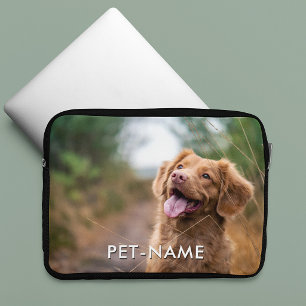 Aangepaste foto met de naam van uw huisdier op laptop sleeve
