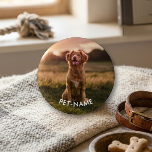 Aangepaste foto met de naam van uw huisdier op ronde button 3,2 cm
