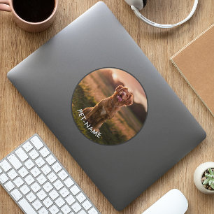 Aangepaste foto met de naam van uw huisdier op ronde sticker