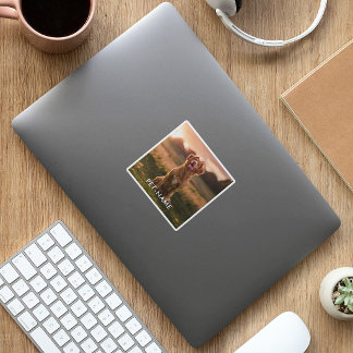 Aangepaste foto met de naam van uw huisdier op sticker