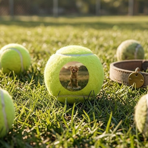Aangepaste foto met de naam van uw huisdier op tennisballen