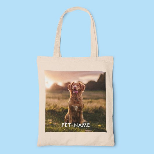 Aangepaste foto met de naam van uw huisdier op tote bag