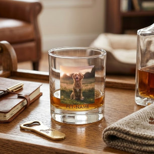 Aangepaste foto met de naam van uw huisdier op whisky glas