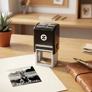 Aangepaste foto met de naam van uw huisdier op zelfinktende stempel