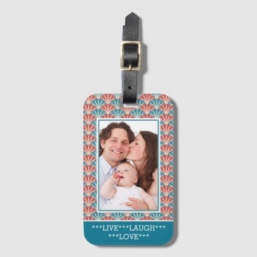 Aangepaste foto met decoratief patroon bagagelabel (Voorkant (verticaal))