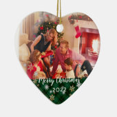 Aangepaste foto met driezijdig groen geplakt kerst keramisch ornament (Rechts)