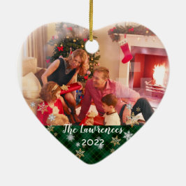 Aangepaste foto met driezijdig groen geplakt kerst keramisch ornament