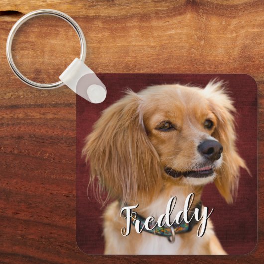 Aangepaste foto met dubbele prijsopgave voor honde sleutelhanger (Voorkant)