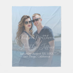 Aangepaste foto met Dusty Blue Wedding Fleece Deken