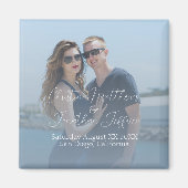 Aangepaste foto met Dusty Blue Wedding Magneet (Voorkant)