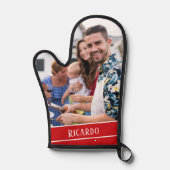 Aangepaste foto met eenvoudig rood monogram ovenwant (Voorkant)