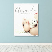 Aangepaste foto met eigen naam en tekst canvas afdruk (Insitu (Houten vloer))