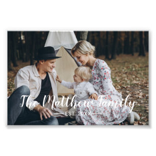 Aangepaste foto met familienaam en oprichtingsjaar afdruk