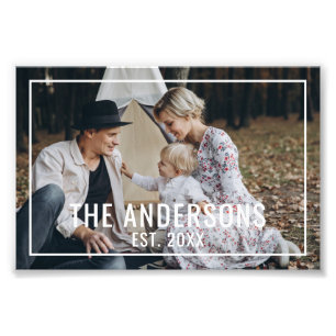 Aangepaste foto met familienaam en oprichtingsjaar afdruk