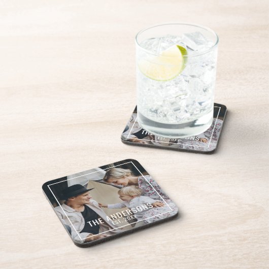 Aangepaste foto met familienaam en oprichtingsjaar bier onderzetter (Rechterzijde)