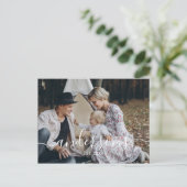 Aangepaste foto met familienaam en oprichtingsjaar briefkaart (Staand voorkant)