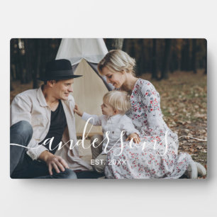 Aangepaste foto met familienaam en oprichtingsjaar fotoplaat