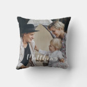 Aangepaste foto met familienaam en oprichtingsjaar kussen (Achterkant)