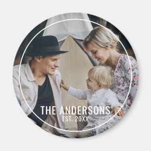 Aangepaste foto met familienaam en oprichtingsjaar magneet