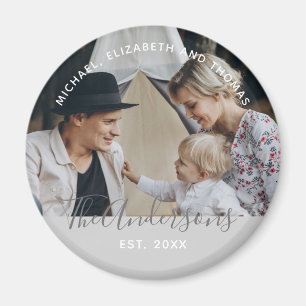 Aangepaste foto met familienaam en oprichtingsjaar magneet