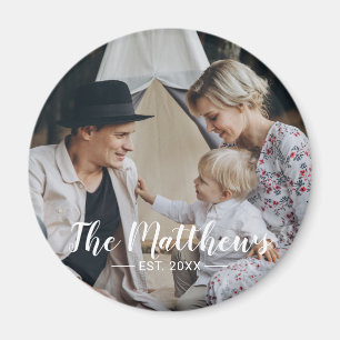 Aangepaste foto met familienaam en oprichtingsjaar magneet