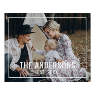 Aangepaste foto met familienaam en oprichtingsjaar perfect poster