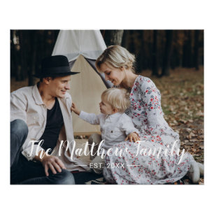 Aangepaste foto met familienaam en oprichtingsjaar perfect poster