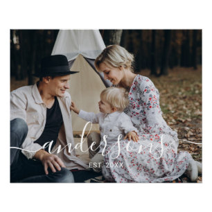 Aangepaste foto met familienaam en oprichtingsjaar perfect poster